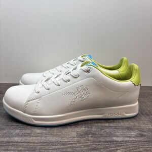 KURU Roam Women's 9.5 Classic Court Sneaker Leather Bright White-Pale Lime NEW